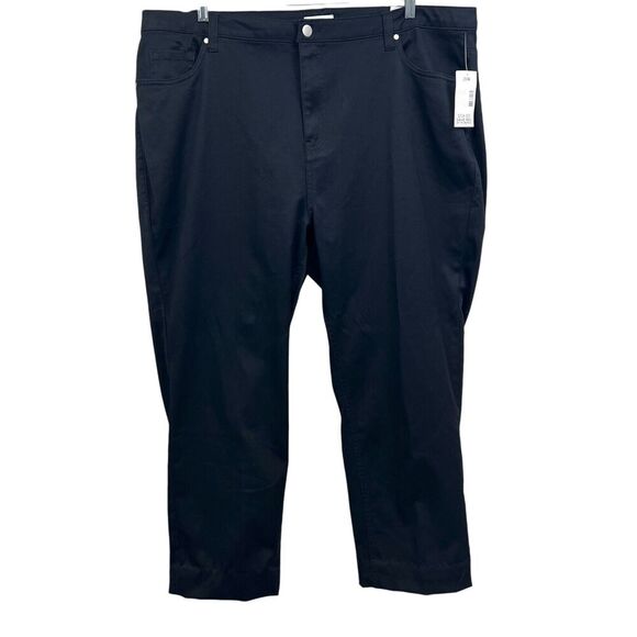 Catherines Womens Pants Sateen Stretch Straight Leg 5‎ Pocket Zip Black Sz 26W - Picture 1 of 7